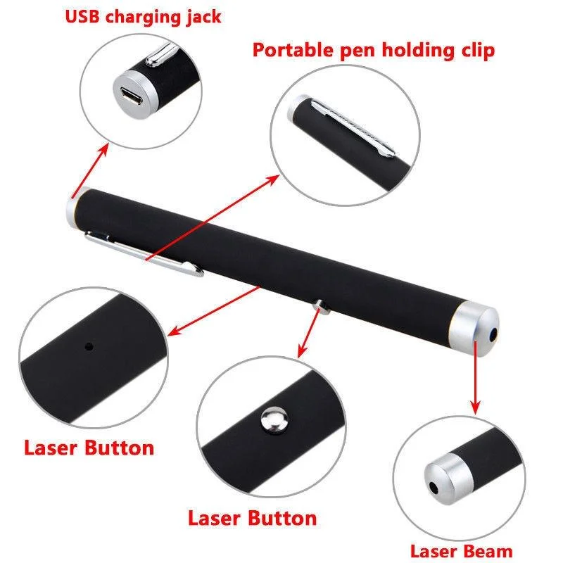 Rechargeable USB pointeur laser vert 300mW 532nm pas cher